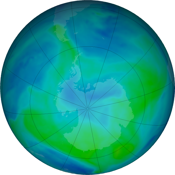 Antarctic ozone map for 18 February 2021